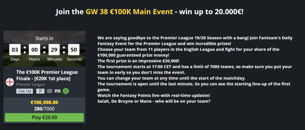 FanTeam GW38 mega event