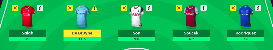 FPL GW5 Wildcard: Midfielders