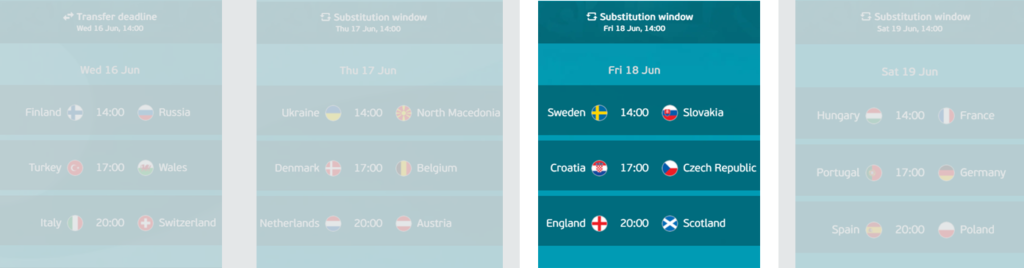 Euro Fantasy Matchday 2 Gameday three fixtures