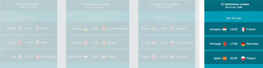 Euro Fantasy Matchday two - Gameday four fixtures