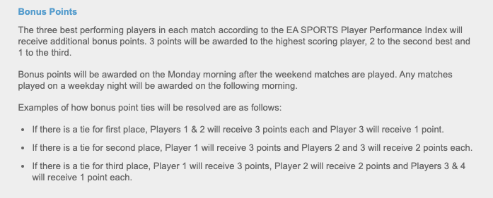 The bonus points rules during the 2011/12 season ~ FPL Evolution