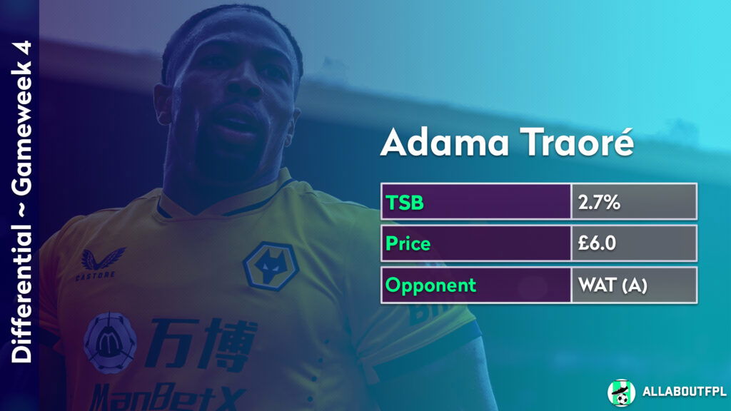 FPL GW4 Differentials ~ Adama Traore 