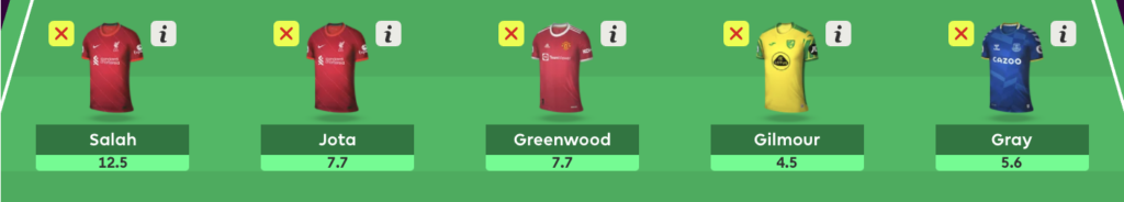 FPL GW5 wildcard midfielders