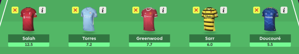FPL GW5 wildcard midfielders
