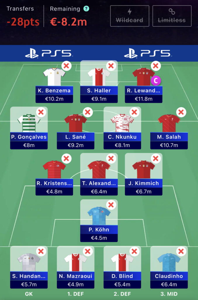 UCL Matchday 5 Limitless team