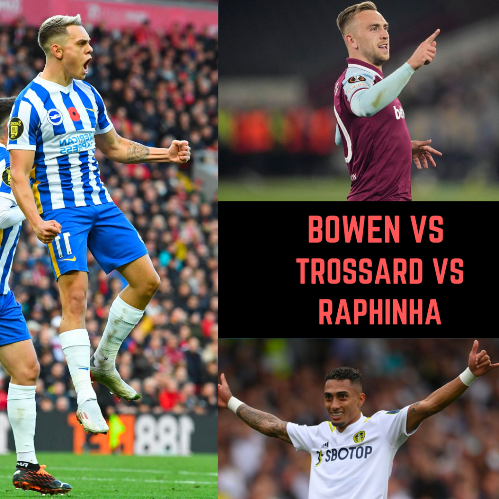FPL GW12 player comparisons ~ Bowen (£6.3m) vs Trossard (£6.5m) vs Raphinha (£6.6m)