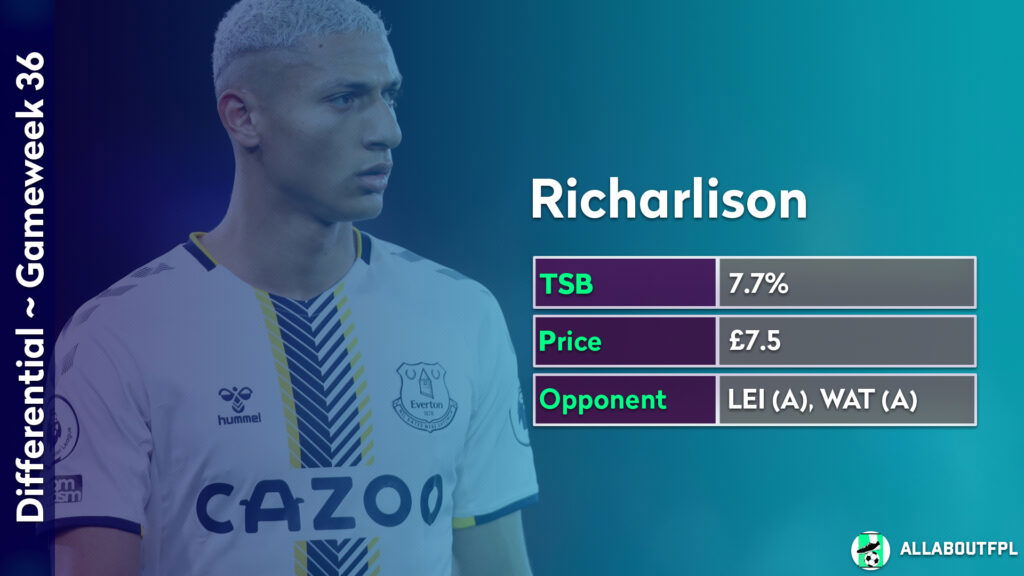 FPL GW36 Differential Picks ~ Richarlison vs Leicester(A), Watford(A)