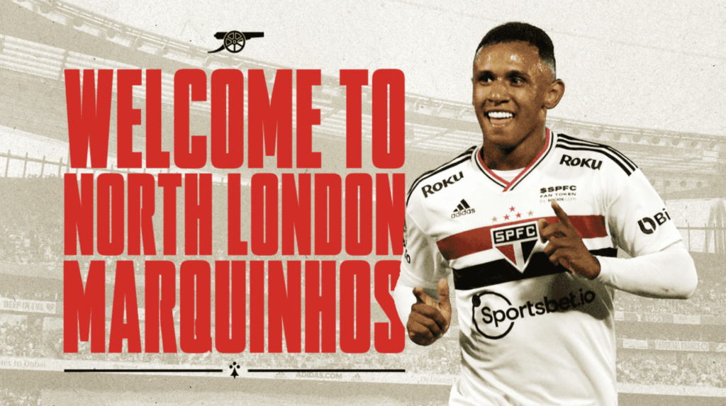 22/23 Premier League new signing for  Arsenal ~ Marquinhos from Sao Paulo
