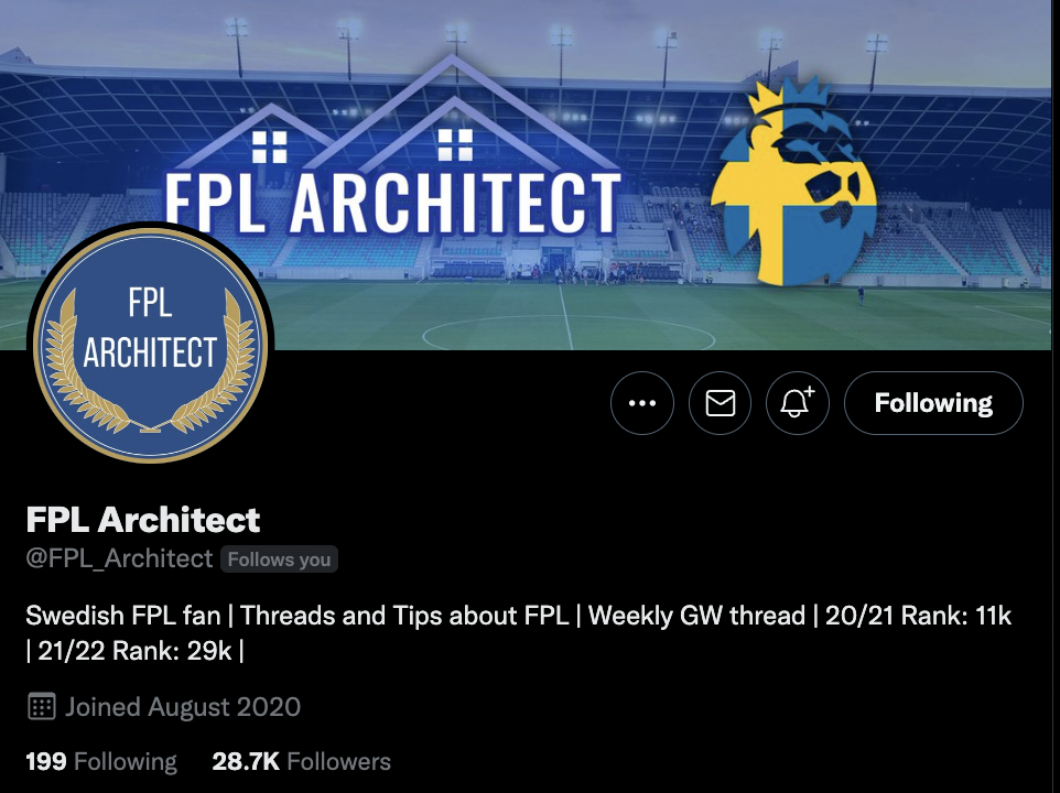 Recommended & Best Twitter Accounts for detailed threads ~ FPL Architect