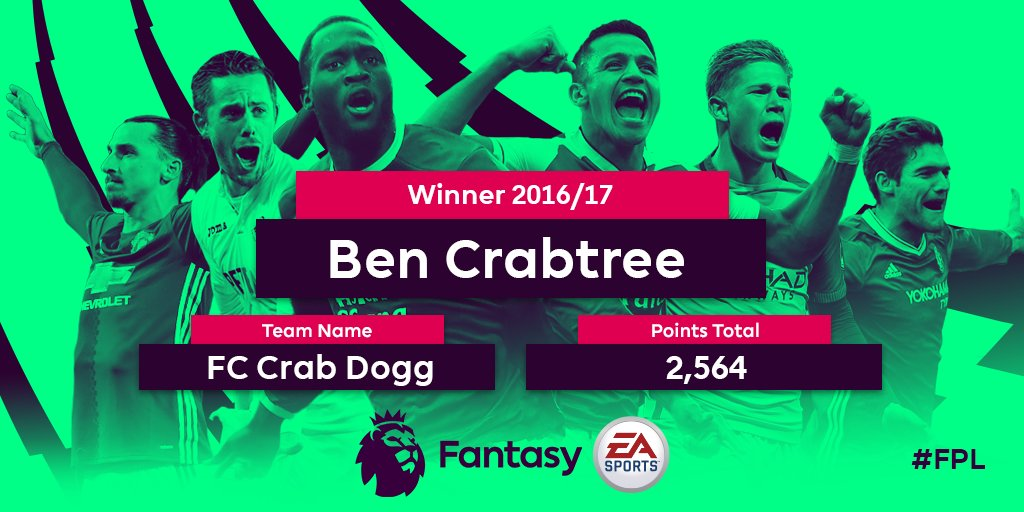 Ben Crabtree 2016/17 FPL Winner