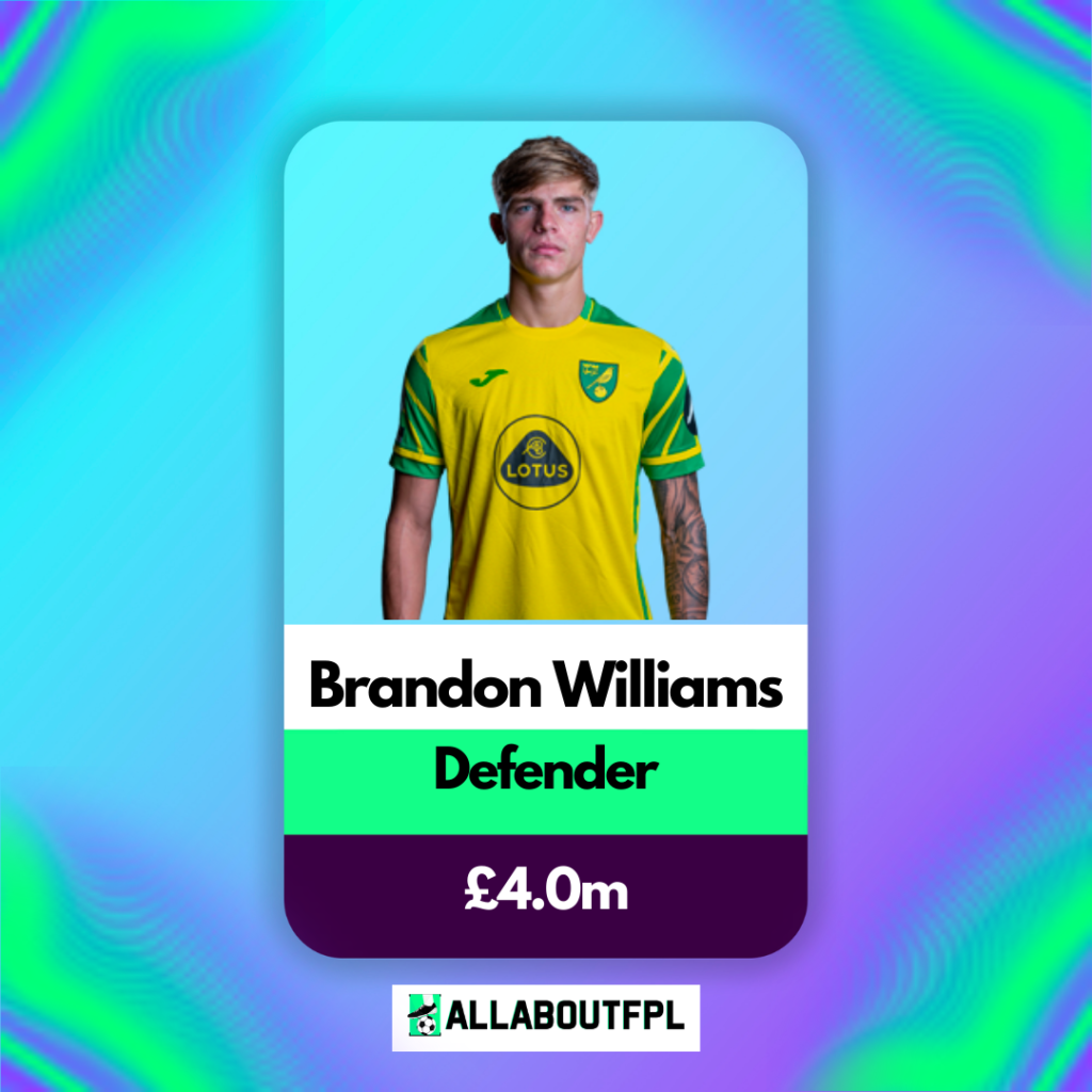 Best £4.0 FPL Defenders for 2022/23 season- Brandon Williams
