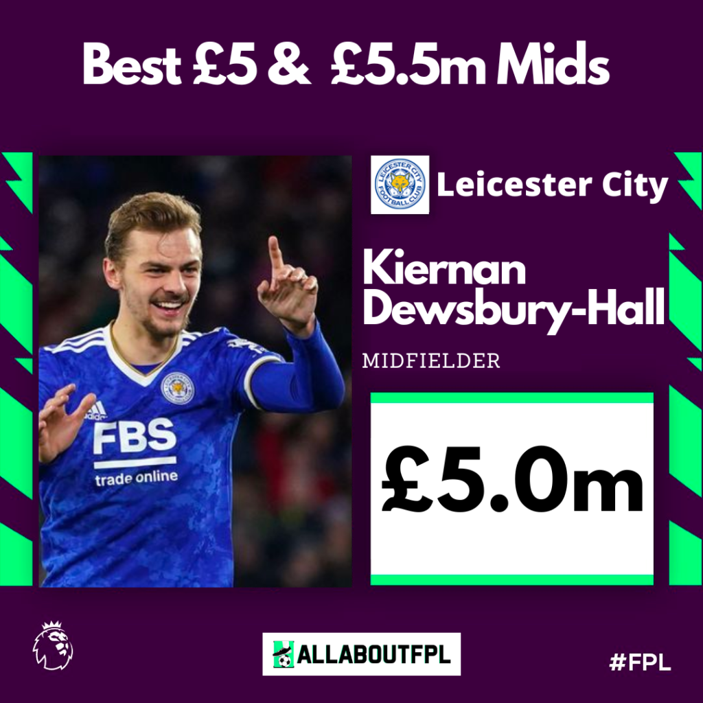 Best £5.0 Million FPL Midfielders ~ Kiernan Dewsbury-Hall
