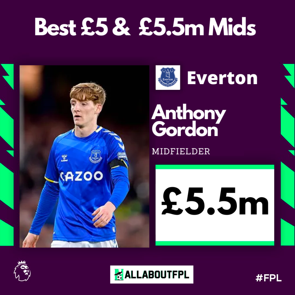 Best £5.5 Million FPL Midfielders ~ Anthony Gordon