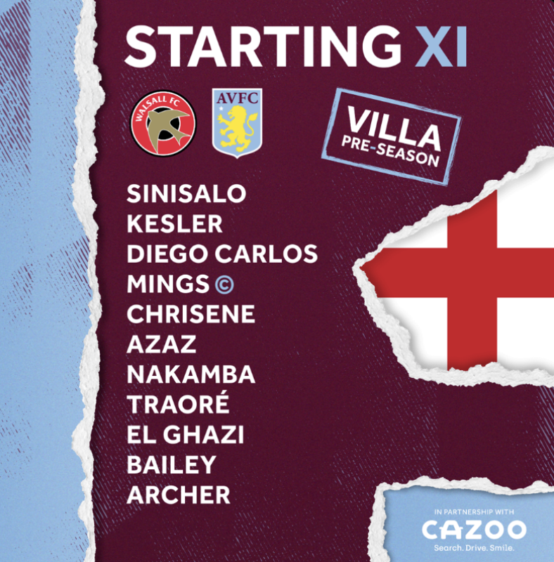 Aston Villa vs Walsall ~ 2022/23 pre season friendly lineup 