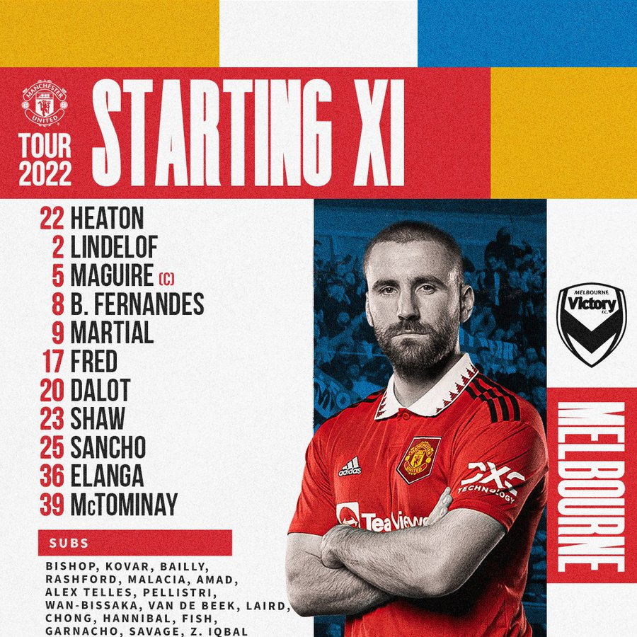Man United vs Melbourne Victory lineup ~ 22/23 pre season friendly 