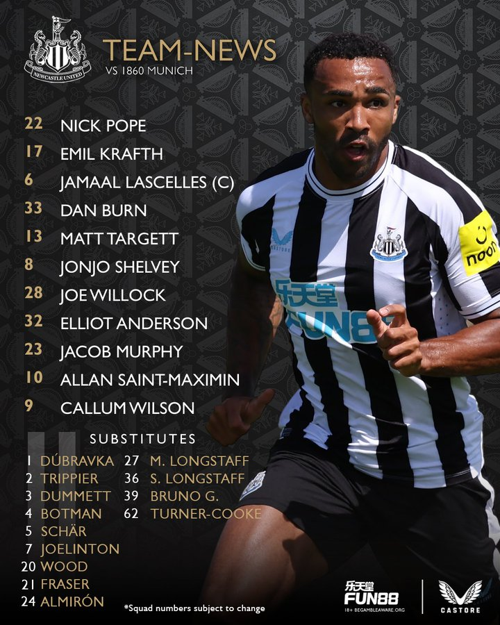 Newcastle vs 1860 munich friendly lineup 2022/23 pre season