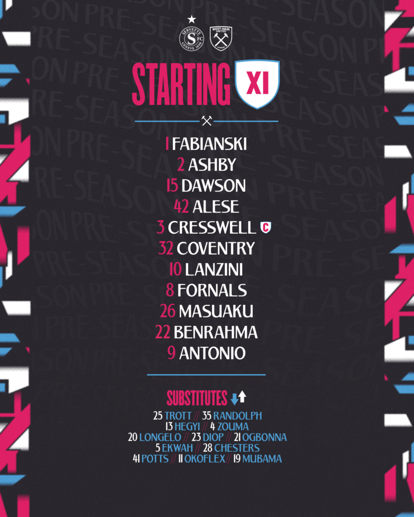 West Ham playing team vs vs Servette