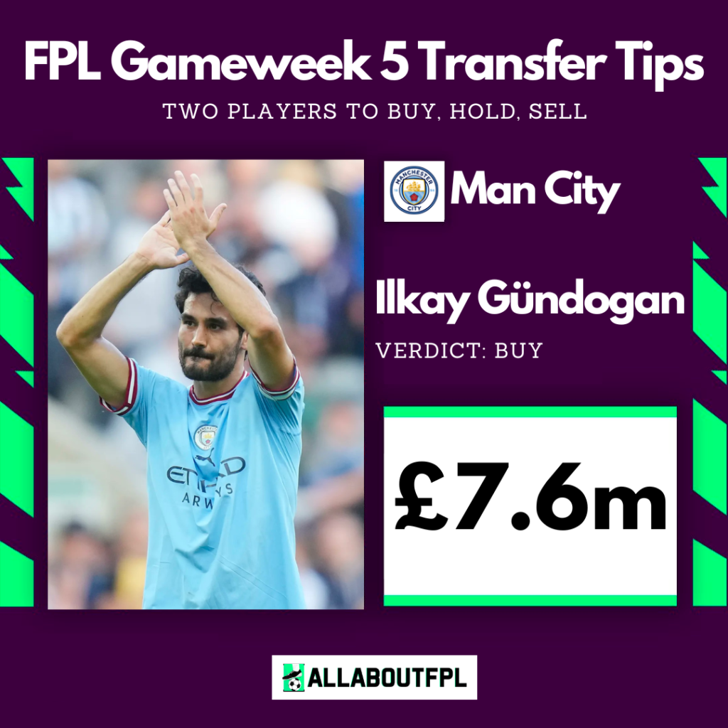 FPL Gameweek 5 Transfer Tips: Two players to BUY ~  Ilkay Gundogan