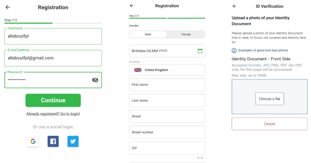 Three-step registration process for SPITCH