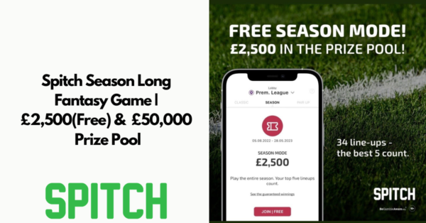 SPITCH Season Long Fantasy Game | £2,500(Free) &  £50,000 Prize Pool