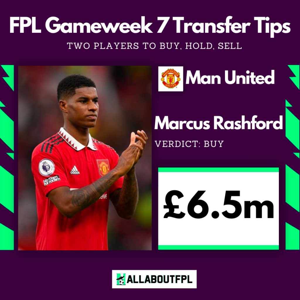 FPL Gameweek 7 Transfer Tips: Two players to BUY ~ Marcus Rashford (6.5, MID, Manchester United)
