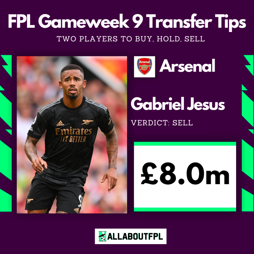 FPL Gameweek 9 Transfer Tips: Two players to SELL ~ Gabriel Jesus