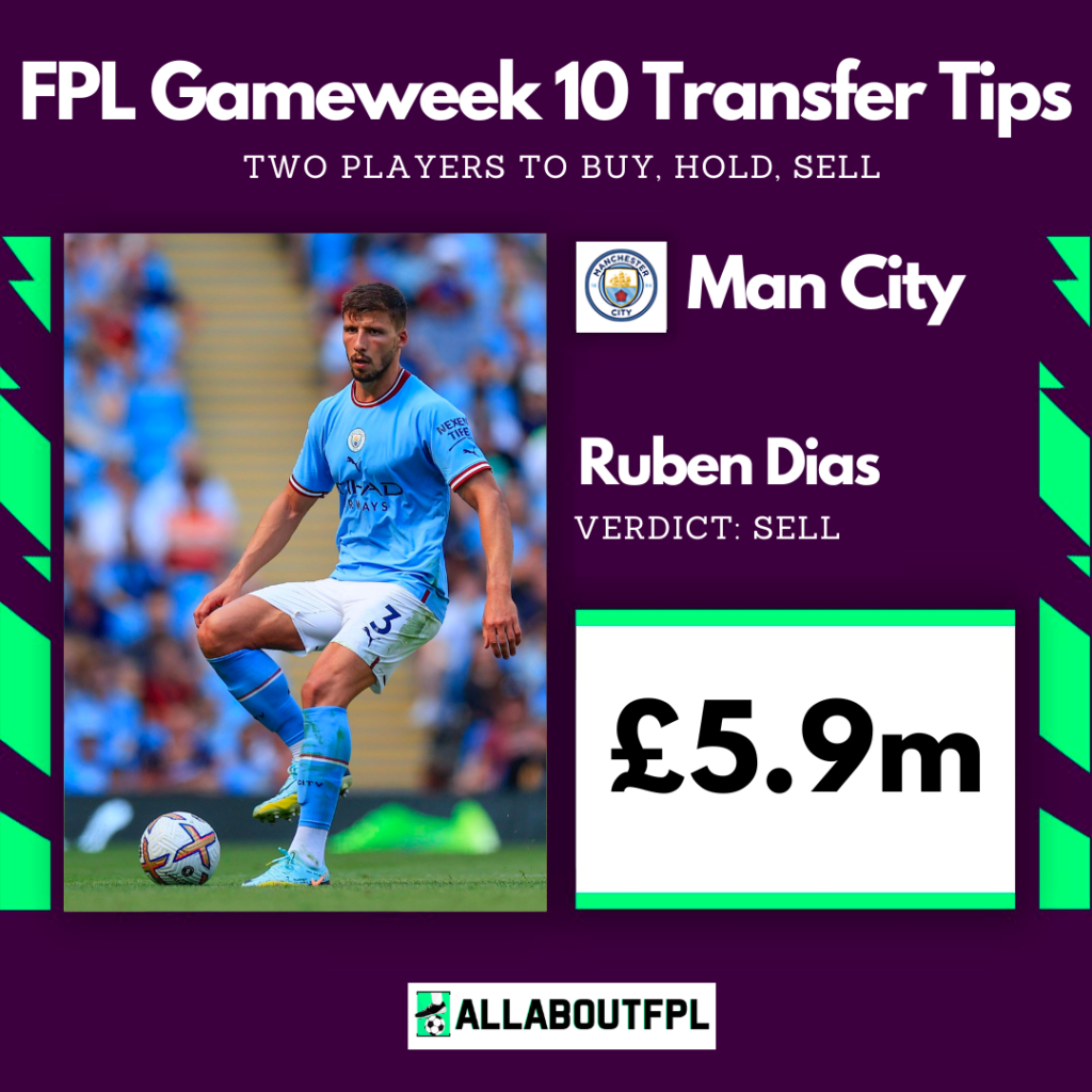 FPL Gameweek 10 Transfer Tips: Two players to SELL ~ Ruben dIAS