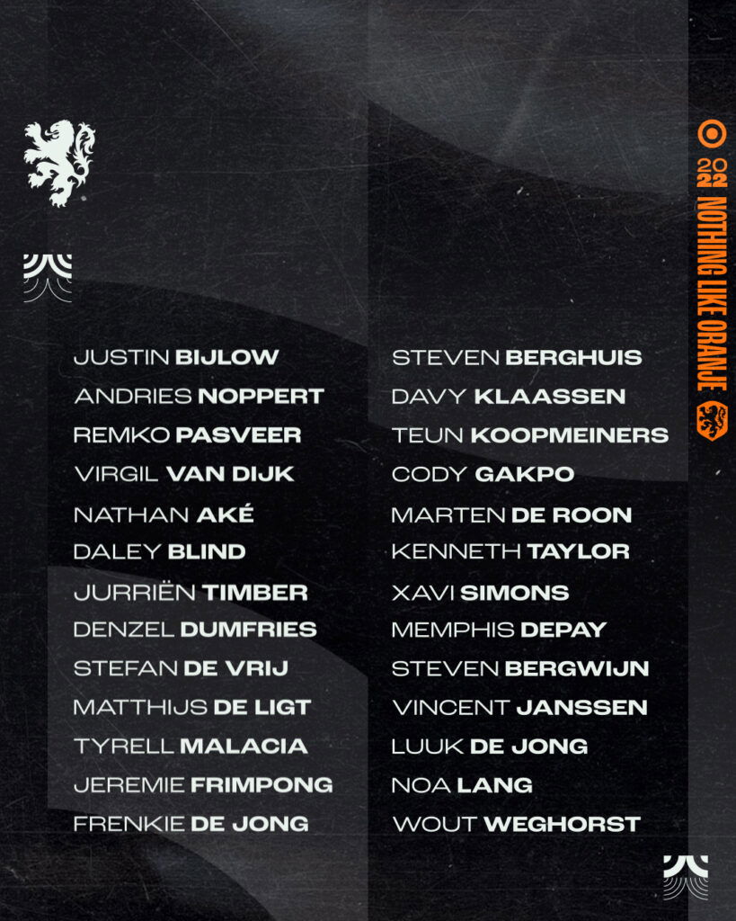 Netherlands 2022 FIFA World Cup Official 26 Man Squad 