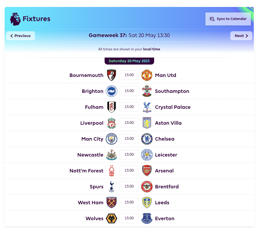 FPL Double Gameweek 37 fixtures as it stands 