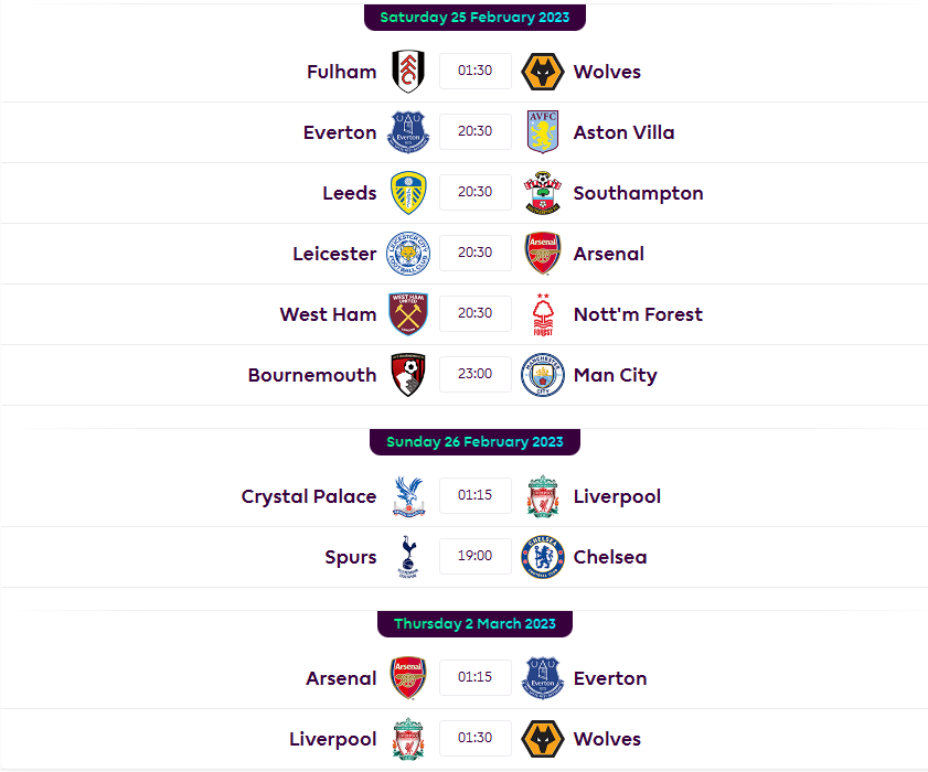 FPL GW25 - The Fixtures
