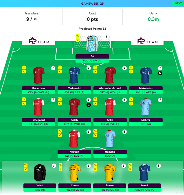 FPL GW25 Free Hit Draft 3