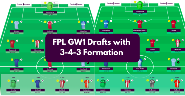 FPL GW1 Drafts with 3-4-3 Formation | 2023/24 FPL Season