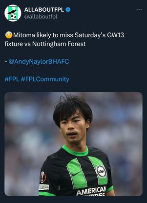 FPL GW13 Injury news 