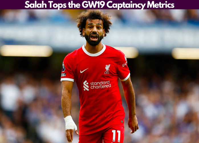 Salah tops our FPL Gameweek 19 Captaincy Metrics hence becoming the  best FPL GW19 Captain Pick according to our captaincy metrics