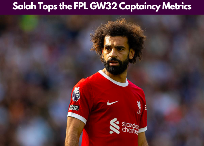 Salah tops our FPL Gameweek 32 Captaincy Metrics hence becoming the best FPL GW32 Captain Picks according to our captaincy metrics