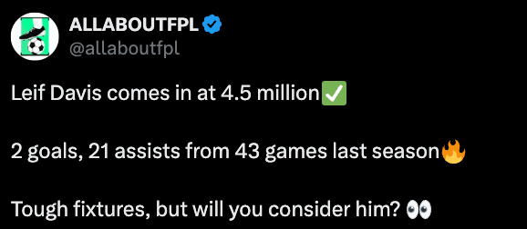 £4.5 Million FPL Defenders - Leif Davis 