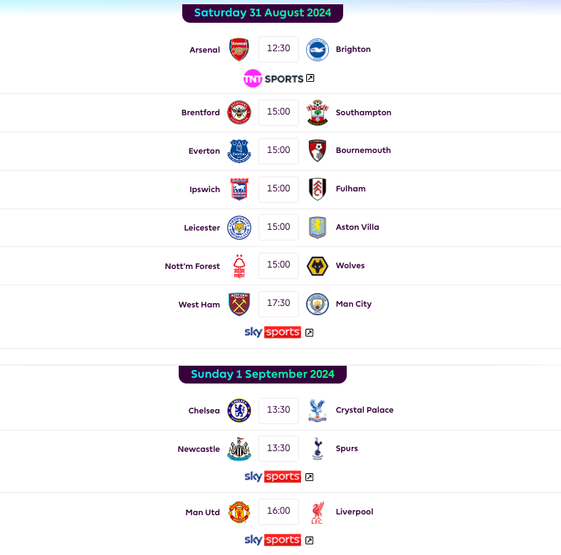 FPL GW3 Fixtures