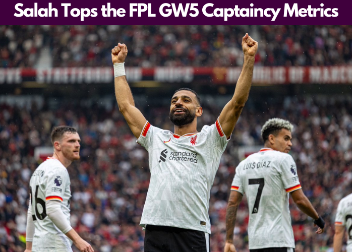 Salah is the best captaincy choice for FPL GW5 after topping our FPL captaincy metrics 