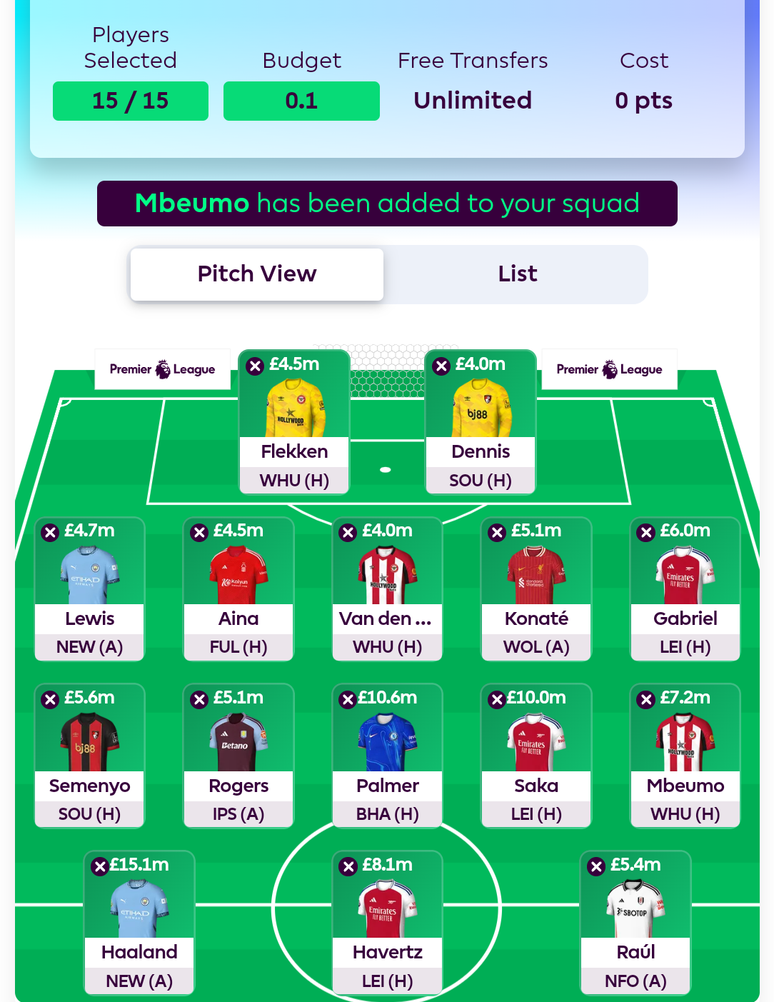 FPL GW6 Wildcard Draft 4