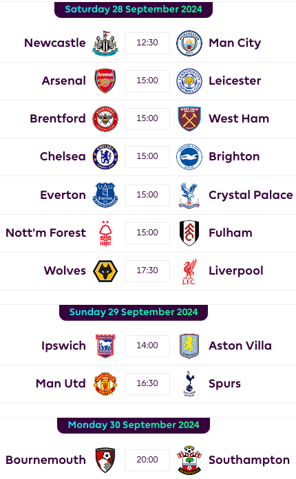 fpl gw6 fixtures