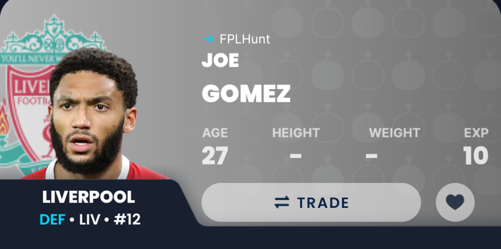 Draft Fantasy GW15 - Joe Gomez 