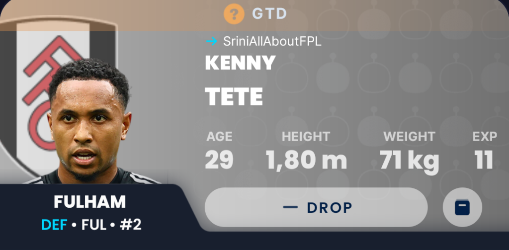 Draft Fantasy GW17- Kenny Tete