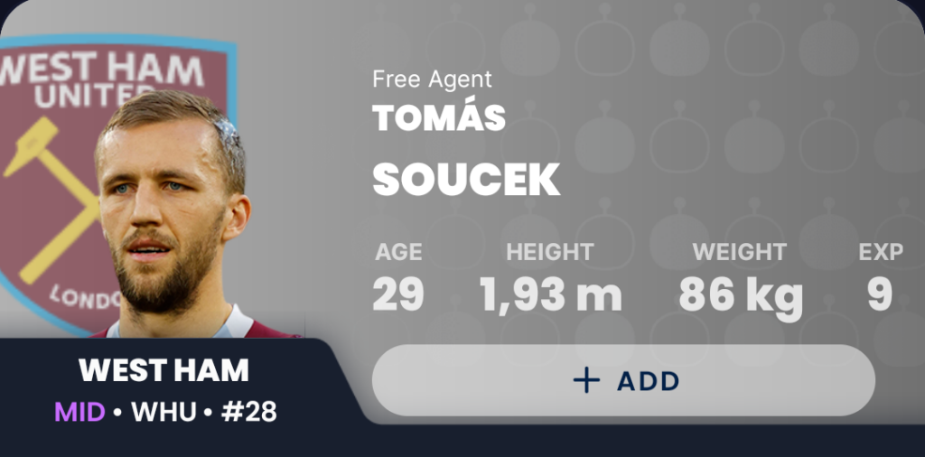 Draft Fantasy GW17- Tomas Soucek