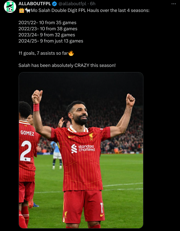 FPL GW14 Scout Picks Mo Salah Stats
