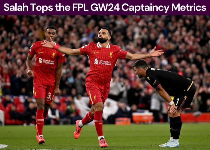 Salah tops the FPL GW24 Captaincy Metrics