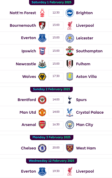 FPL GW24 Fixtures