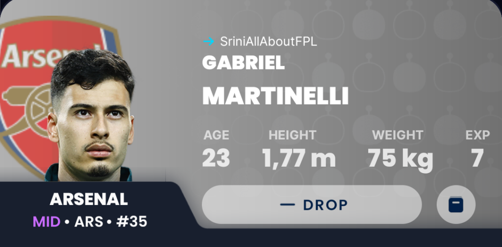 Sleeper GW29 Draft Fantasy Best Punts- Martinelli