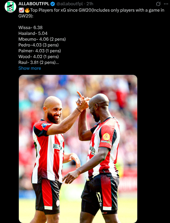 Wissa Brentford fpl gw29