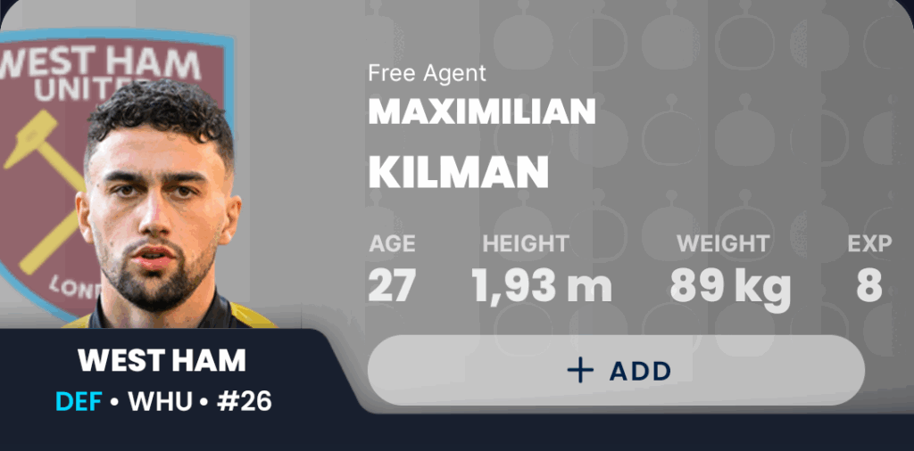 GW33 Draft Fantasy- Kilman