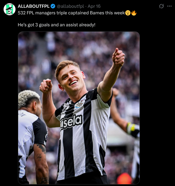 Harvey Barnes FPL